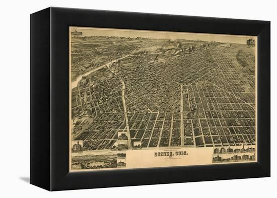 Colorado - Panoramic Map of Denver No. 3-Lantern Press-Framed Stretched Canvas