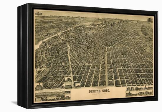 Colorado - Panoramic Map of Denver No. 3-Lantern Press-Framed Stretched Canvas