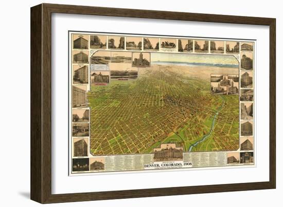 Colorado - Panoramic Map of Denver No. 5-Lantern Press-Framed Art Print