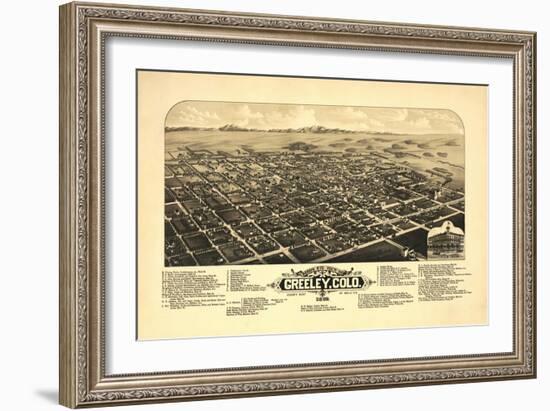 Colorado - Panoramic Map of Greeley-Lantern Press-Framed Art Print