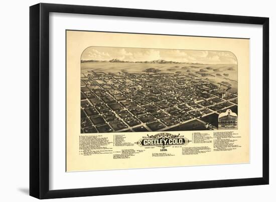 Colorado - Panoramic Map of Greeley-Lantern Press-Framed Art Print