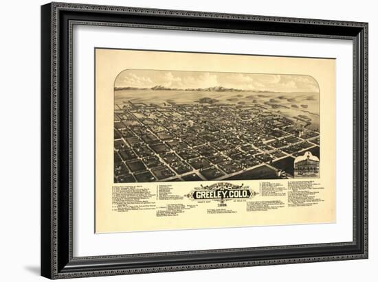 Colorado - Panoramic Map of Greeley-Lantern Press-Framed Art Print