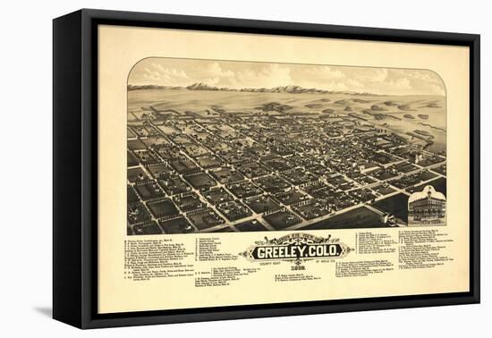 Colorado - Panoramic Map of Greeley-Lantern Press-Framed Stretched Canvas