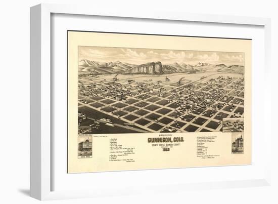 Colorado - Panoramic Map of Gunnison-Lantern Press-Framed Art Print