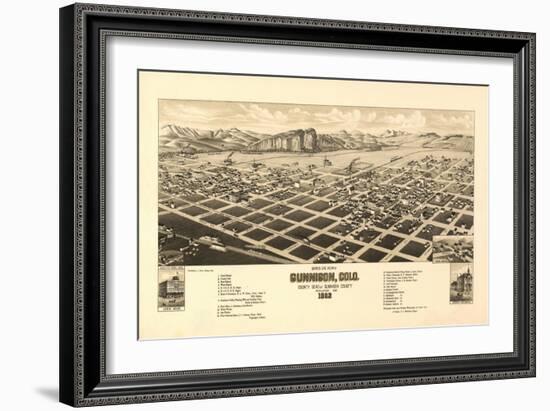 Colorado - Panoramic Map of Gunnison-Lantern Press-Framed Art Print