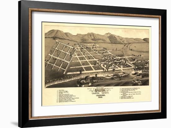 Colorado - Panoramic Map of Salida-Lantern Press-Framed Premium Giclee Print