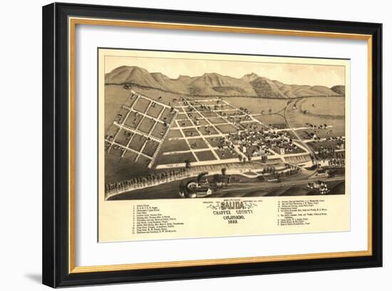 Colorado - Panoramic Map of Salida-Lantern Press-Framed Premium Giclee Print