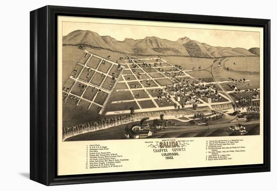 Colorado - Panoramic Map of Salida-Lantern Press-Framed Stretched Canvas