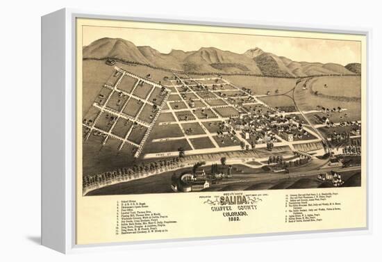 Colorado - Panoramic Map of Salida-Lantern Press-Framed Stretched Canvas