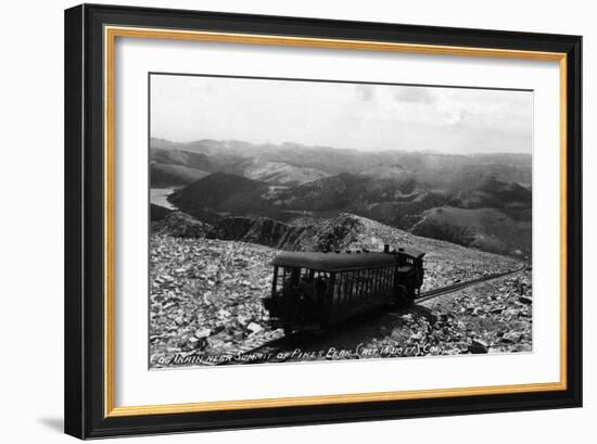 Colorado - Pikes Peak Cog Train near Summit-Lantern Press-Framed Art Print