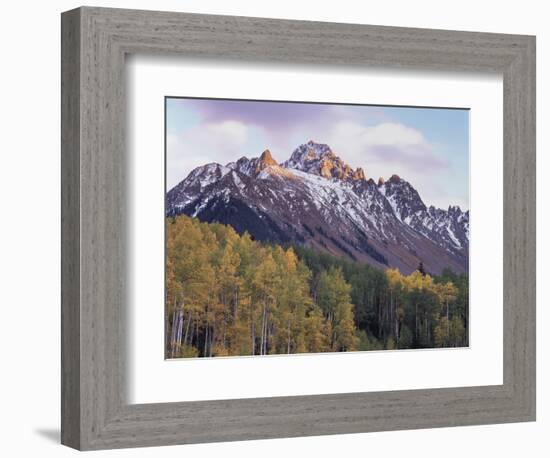 Colorado, San Juan Mts, Fall Colors of Aspen Trees and Mount Sneffels-Christopher Talbot Frank-Framed Photographic Print