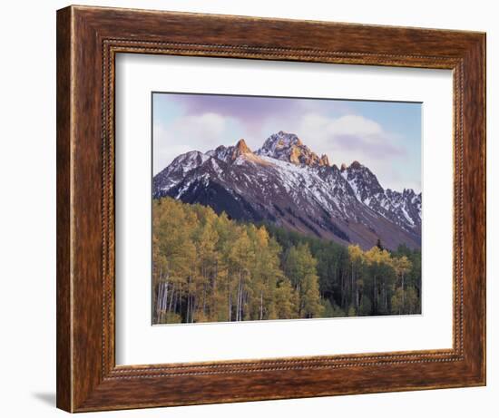 Colorado, San Juan Mts, Fall Colors of Aspen Trees and Mount Sneffels-Christopher Talbot Frank-Framed Photographic Print