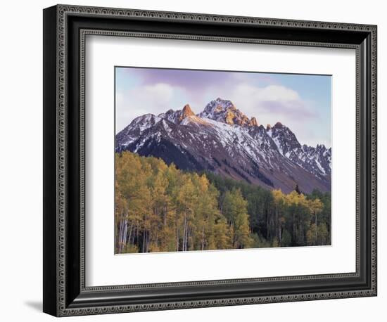 Colorado, San Juan Mts, Fall Colors of Aspen Trees and Mount Sneffels-Christopher Talbot Frank-Framed Photographic Print