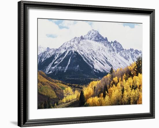 Colorado, San Juan Mts, Fall Colors of Aspens Below Mount Sneffels-Christopher Talbot Frank-Framed Photographic Print