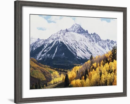 Colorado, San Juan Mts, Fall Colors of Aspens Below Mount Sneffels-Christopher Talbot Frank-Framed Photographic Print