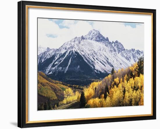 Colorado, San Juan Mts, Fall Colors of Aspens Below Mount Sneffels-Christopher Talbot Frank-Framed Photographic Print