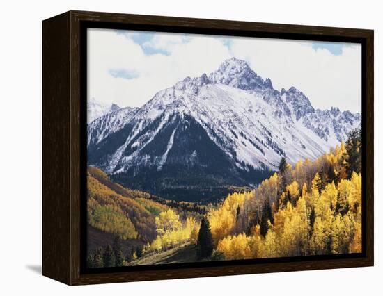 Colorado, San Juan Mts, Fall Colors of Aspens Below Mount Sneffels-Christopher Talbot Frank-Framed Premier Image Canvas