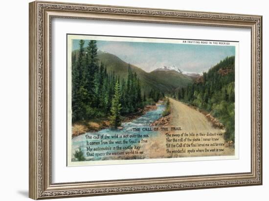 Colorado - Scenic Road in the Rocky Mountains, Poem-Lantern Press-Framed Art Print