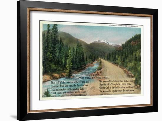 Colorado - Scenic Road in the Rocky Mountains, Poem-Lantern Press-Framed Art Print