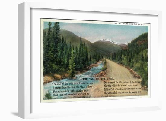 Colorado - Scenic Road in the Rocky Mountains, Poem-Lantern Press-Framed Art Print