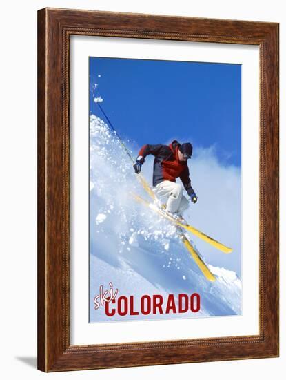 Colorado - Skier-Lantern Press-Framed Art Print