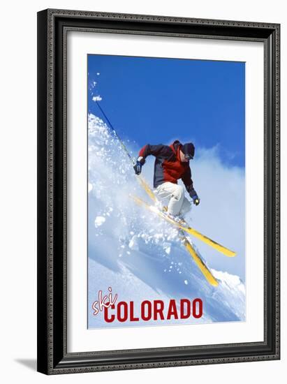 Colorado - Skier-Lantern Press-Framed Art Print