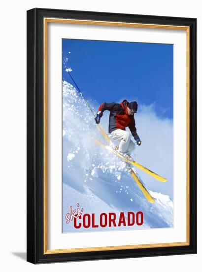 Colorado - Skier-Lantern Press-Framed Art Print