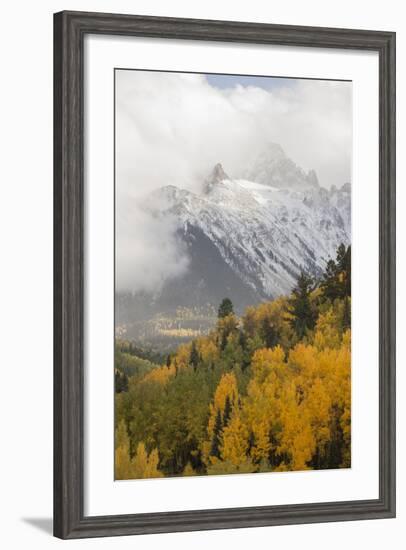 Colorado, Sneffels Range. Snow Clouds over Mt Sneffels at Sunset-Don Grall-Framed Photographic Print