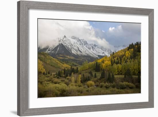 Colorado, Sneffels Range. Snow Clouds over Mt Sneffels at Sunset-Don Grall-Framed Photographic Print