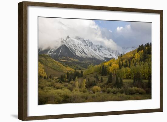 Colorado, Sneffels Range. Snow Clouds over Mt Sneffels at Sunset-Don Grall-Framed Photographic Print