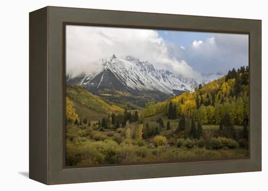 Colorado, Sneffels Range. Snow Clouds over Mt Sneffels at Sunset-Don Grall-Framed Premier Image Canvas