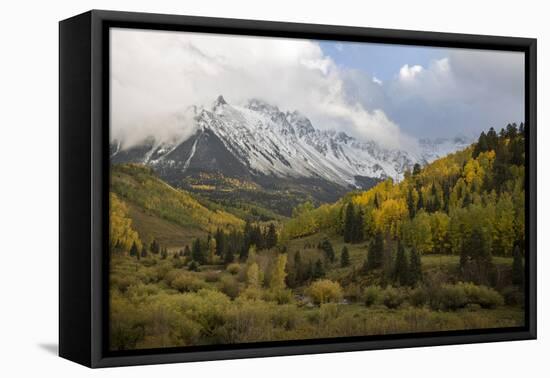 Colorado, Sneffels Range. Snow Clouds over Mt Sneffels at Sunset-Don Grall-Framed Premier Image Canvas