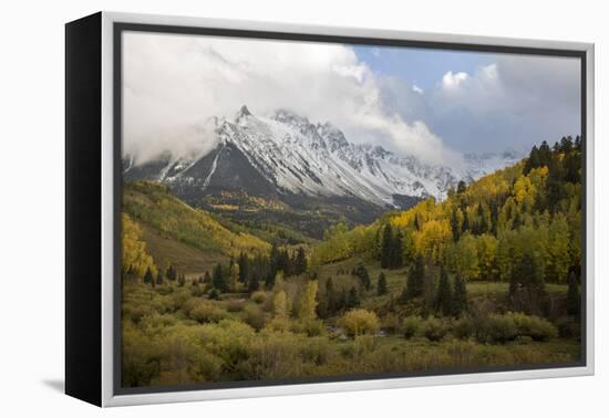 Colorado, Sneffels Range. Snow Clouds over Mt Sneffels at Sunset-Don Grall-Framed Premier Image Canvas