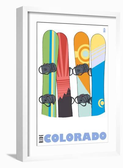 Colorado, Snowboards in the Snow-Lantern Press-Framed Art Print