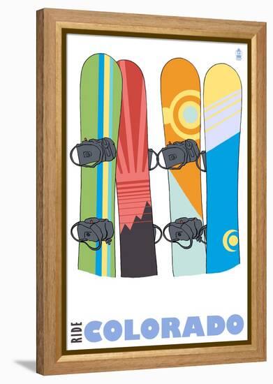 Colorado, Snowboards in the Snow-Lantern Press-Framed Stretched Canvas