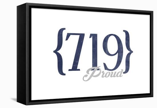 Colorado Springs, Colorado - 719 Area Code (Blue)-Lantern Press-Framed Stretched Canvas