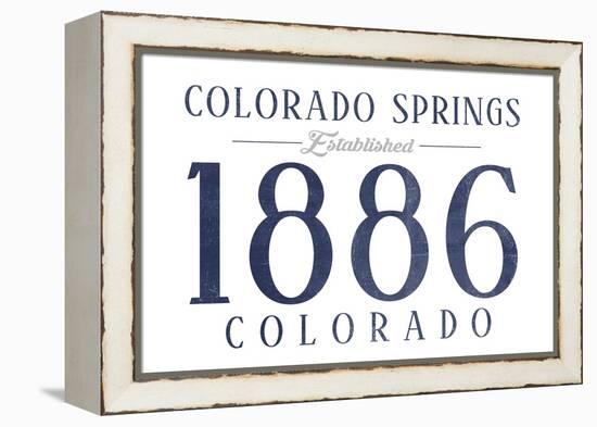 Colorado Springs, Colorado - Established Date (Blue)-Lantern Press-Framed Stretched Canvas