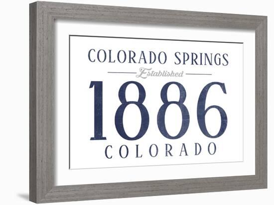 Colorado Springs, Colorado - Established Date (Blue)-Lantern Press-Framed Art Print