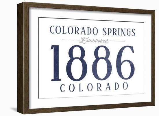 Colorado Springs, Colorado - Established Date (Blue)-Lantern Press-Framed Art Print