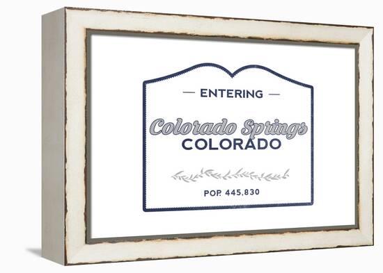 Colorado Springs, Colorado - Now Entering (Blue)-Lantern Press-Framed Stretched Canvas