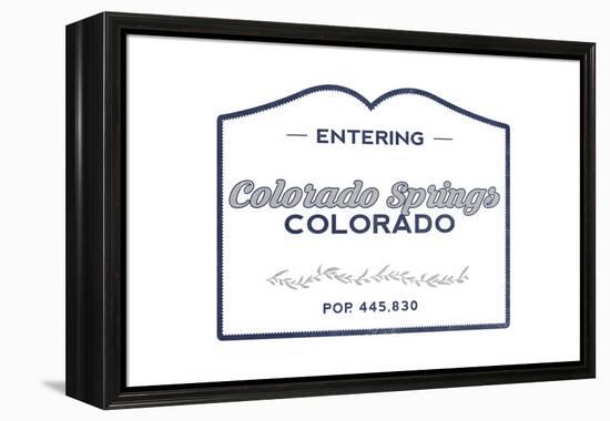 Colorado Springs, Colorado - Now Entering (Blue)-Lantern Press-Framed Stretched Canvas