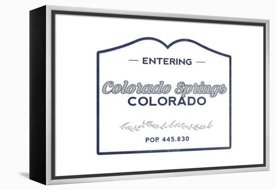 Colorado Springs, Colorado - Now Entering (Blue)-Lantern Press-Framed Stretched Canvas