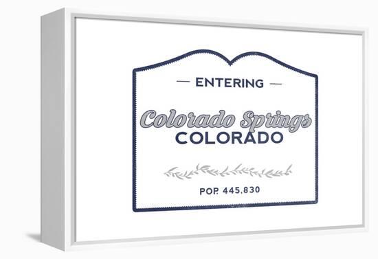 Colorado Springs, Colorado - Now Entering (Blue)-Lantern Press-Framed Stretched Canvas