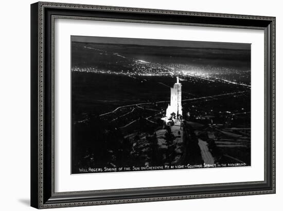 Colorado Springs, Colorado - Will Rogers Shrine of the Sun on Cheyenne Mt at Night-Lantern Press-Framed Art Print