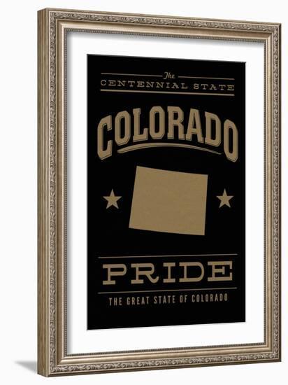 Colorado State Pride - Gold on Black-Lantern Press-Framed Art Print