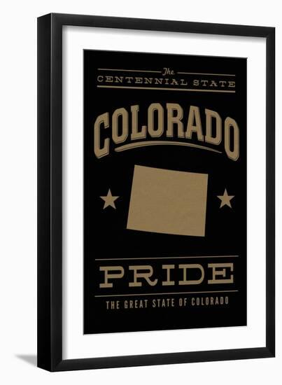 Colorado State Pride - Gold on Black-Lantern Press-Framed Art Print