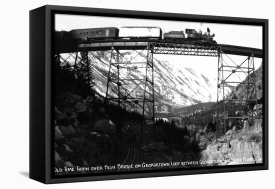 Colorado - Train on Georgetown Loop between Georgetown and Silver Plume-Lantern Press-Framed Stretched Canvas