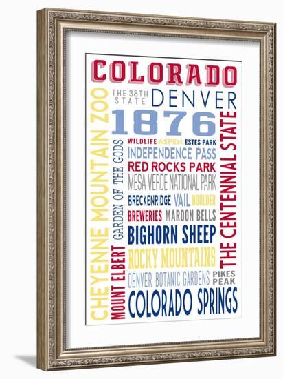 Colorado - Typography-Lantern Press-Framed Art Print