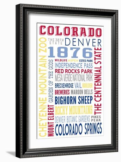 Colorado - Typography-Lantern Press-Framed Art Print