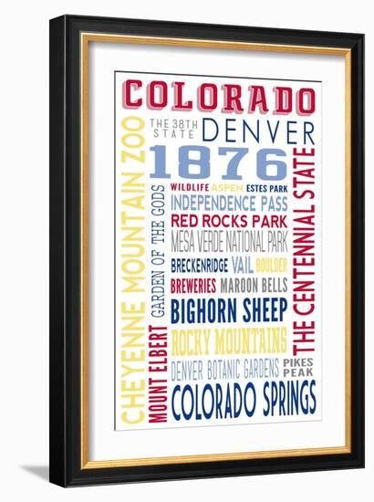 Colorado - Typography-Lantern Press-Framed Art Print